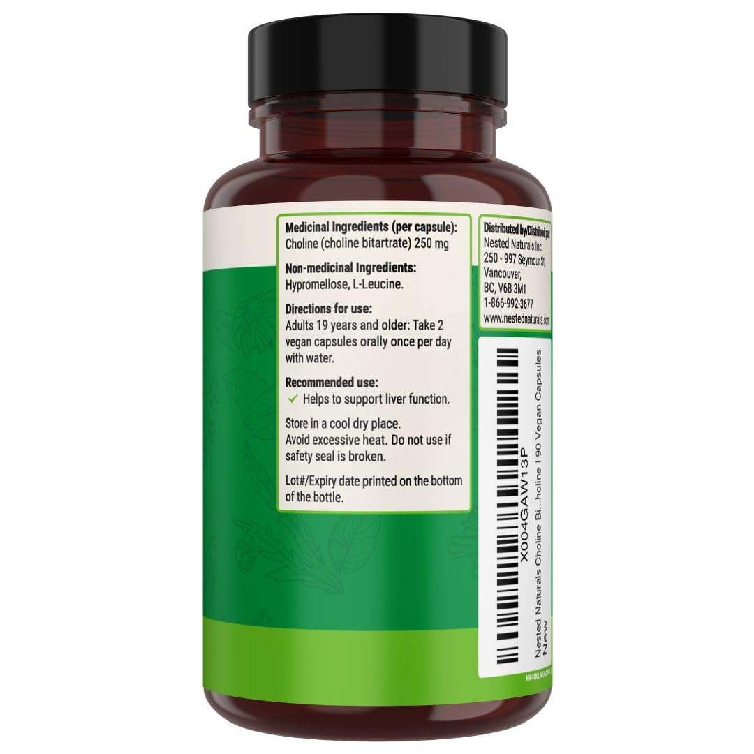 Lucid Gateway Recommends : Nested Naturals Choline Bitartrate 500mg Per 2 Capsules | High Potency Choline Supplements | Supports Cognitive & Liver Function | 100% Vegan & Non-GMO Choline | 90 Vegan Capsules