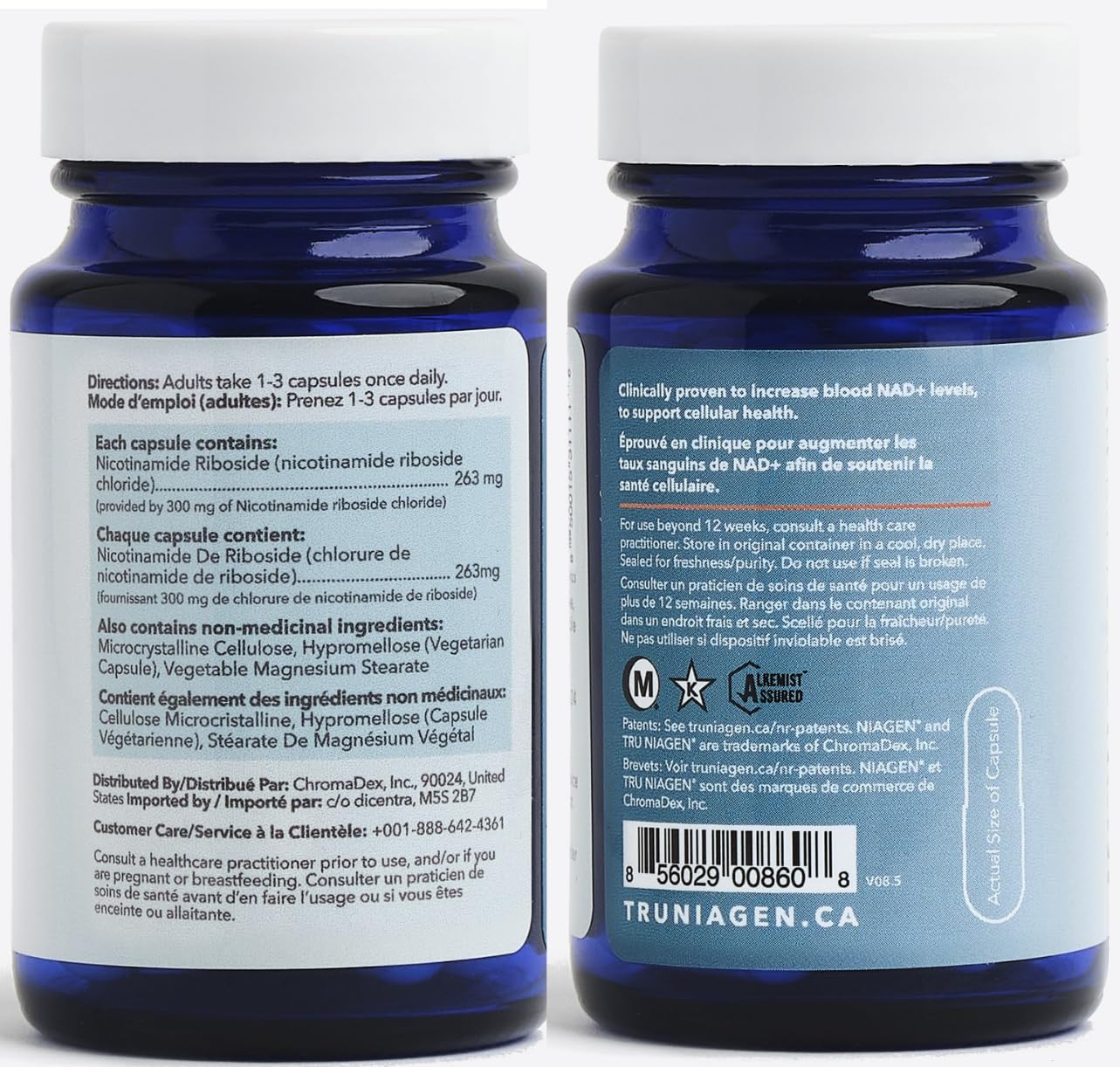 TRU NIAGEN NAD+ Supplement More Efficient Than NMN, Niacinamide, Niacin. Nicotinamide Riboside Vitamin B3 for Cellular Health Patented Formula 90ct - 300mg (3 Months / 1 Bottle)