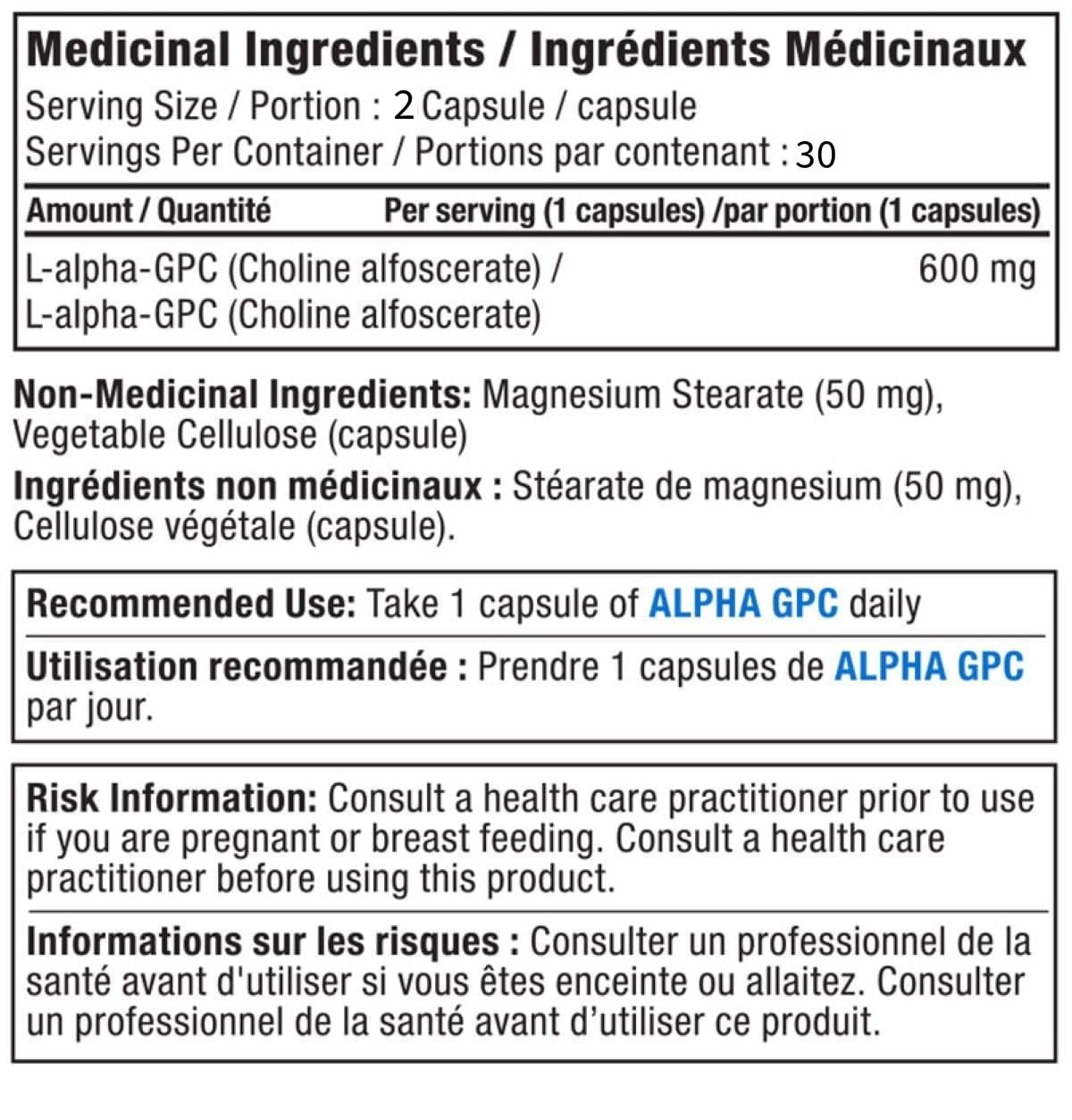 Alora Naturals Alpha GPC 600mg | High-Potency Choline Supplement for Brain Health, Focus & Memory | Acetylcholine Nootropic for Cognitive Support | Vegan, Non-GMO | 60 Capsules