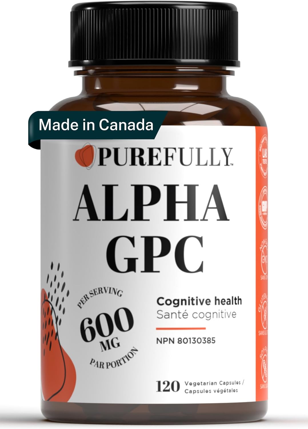 Lucid Gateway Recommends : Alpha GPC Choline Supplement - 120 Capsules, 600mg per Serving – Superior Cognitive Support for Focus, Memory and Brain Health - (Made in Canada)