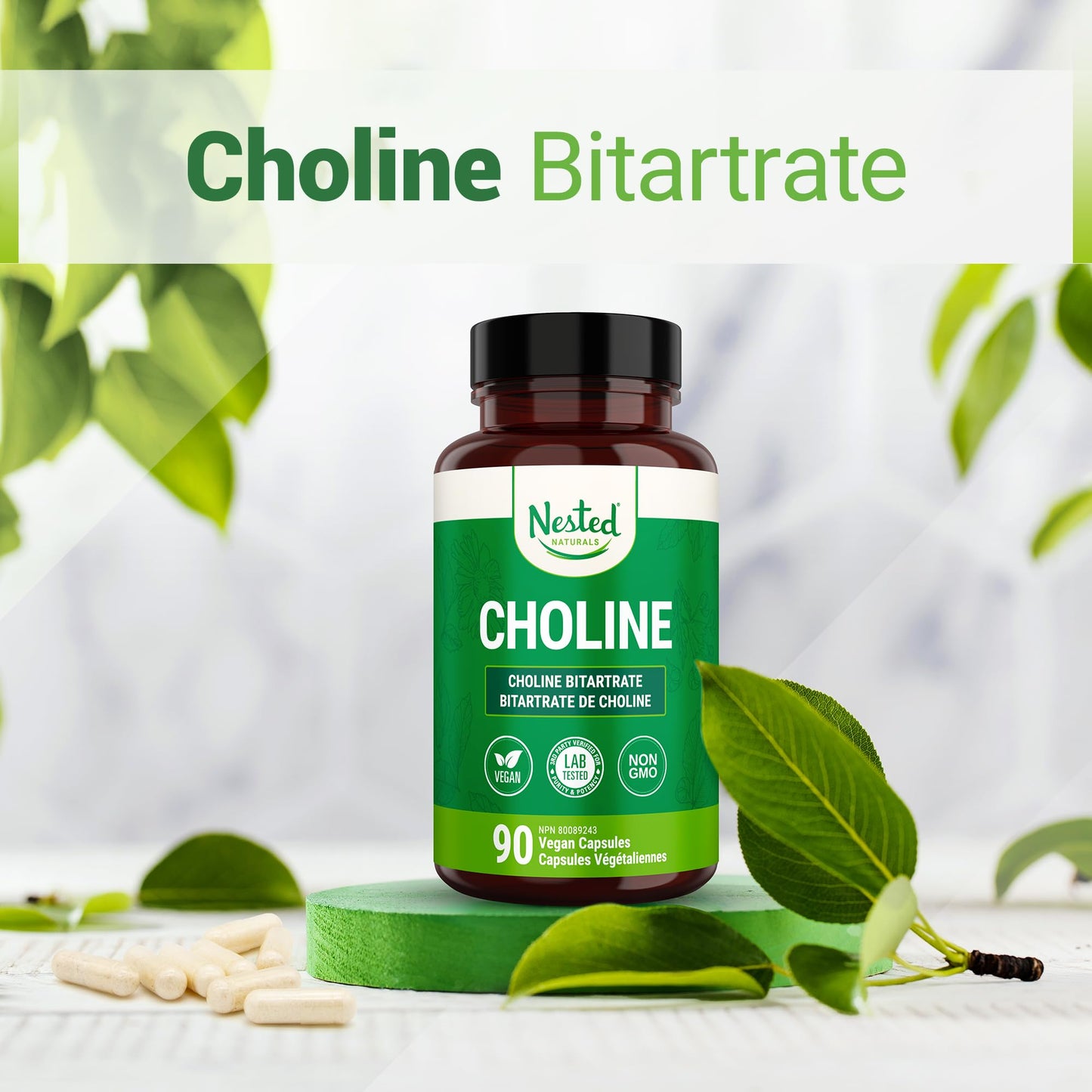 Lucid Gateway Recommends : Nested Naturals Choline Bitartrate 500mg Per 2 Capsules | High Potency Choline Supplements | Supports Cognitive & Liver Function | 100% Vegan & Non-GMO Choline | 90 Vegan Capsules