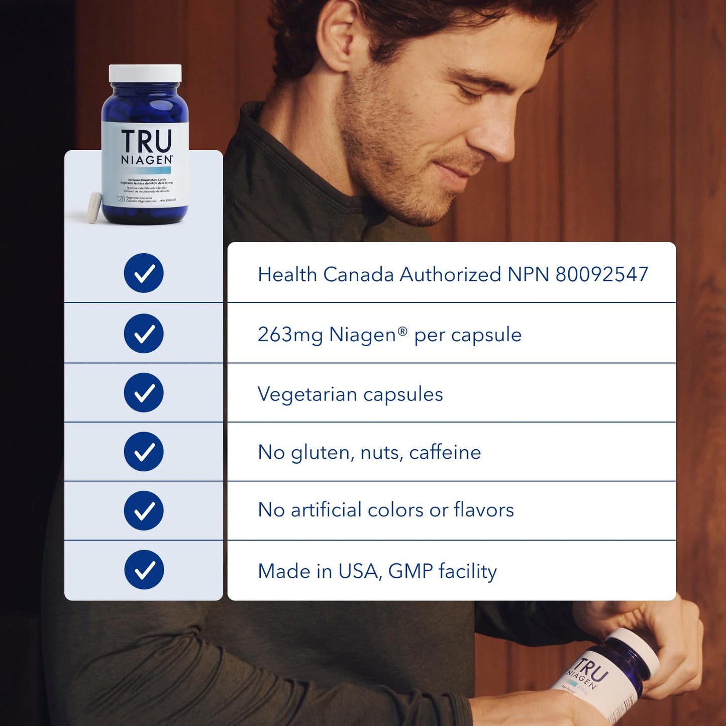 TRU NIAGEN NAD+ Supplement More Efficient Than NMN, Niacinamide, Niacin. Nicotinamide Riboside Vitamin B3 for Cellular Health Patented Formula 90ct - 300mg (3 Months / 1 Bottle)