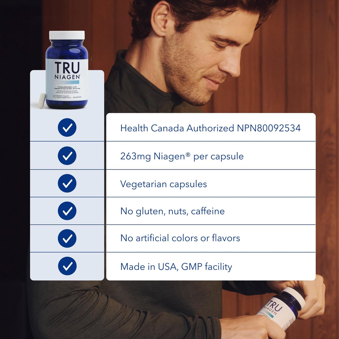 TRU NIAGEN NAD+ Supplement More Efficient Than NMN, Niacinamide, Niacin. Nicotinamide Riboside Vitamin B3 for Cellular Health Patented Formula 90ct - 300mg (3 Months / 1 Bottle)