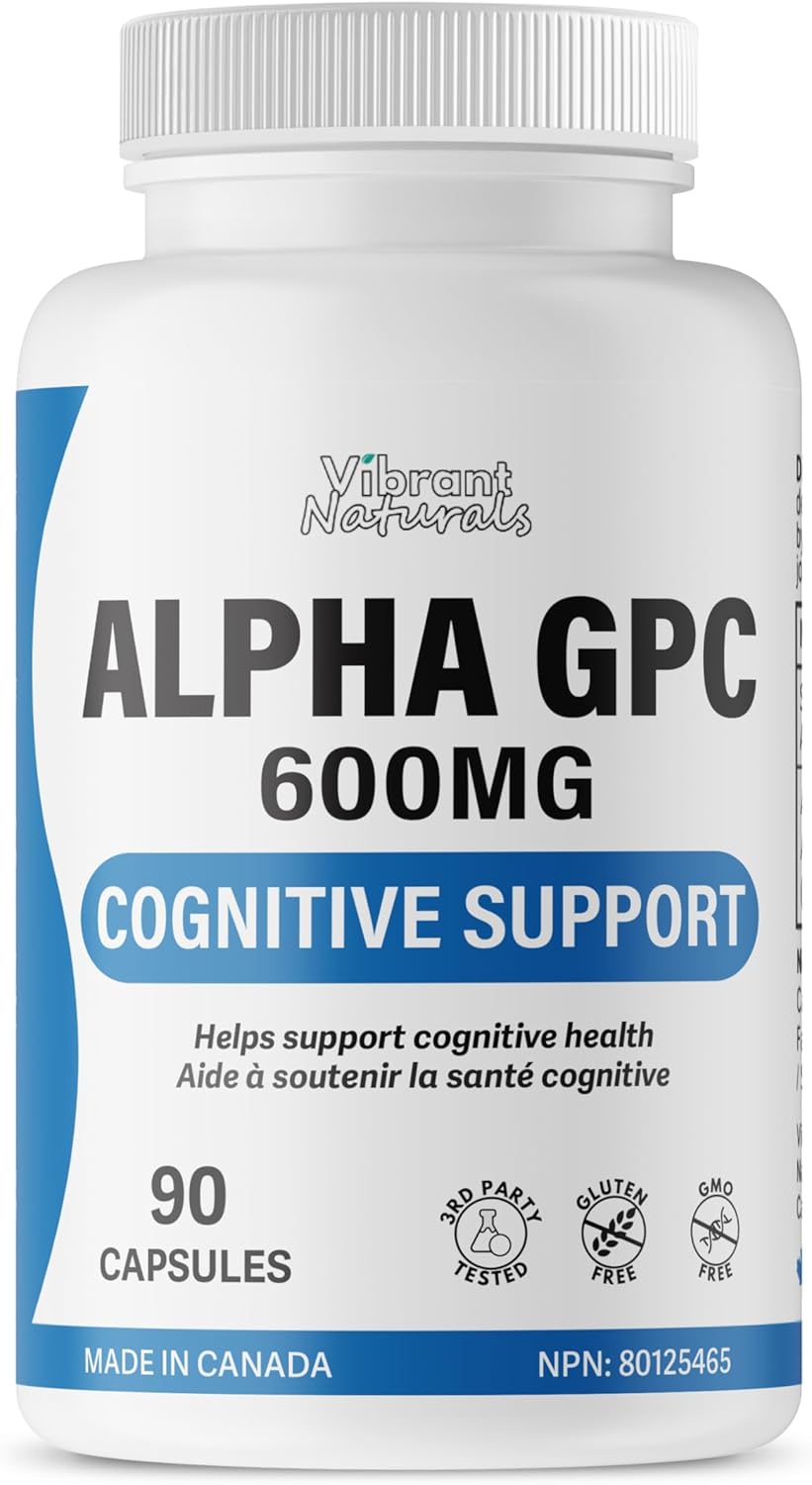 Lucid Gateway Recommends : Alpha GPC 99% Choline Brain Supplement for Acetylcholine, Supports Cognitive Health, Non-GMO, Gluten Free, 90 Vegetarian Capsules, Made In Canada by Vibrant Naturals