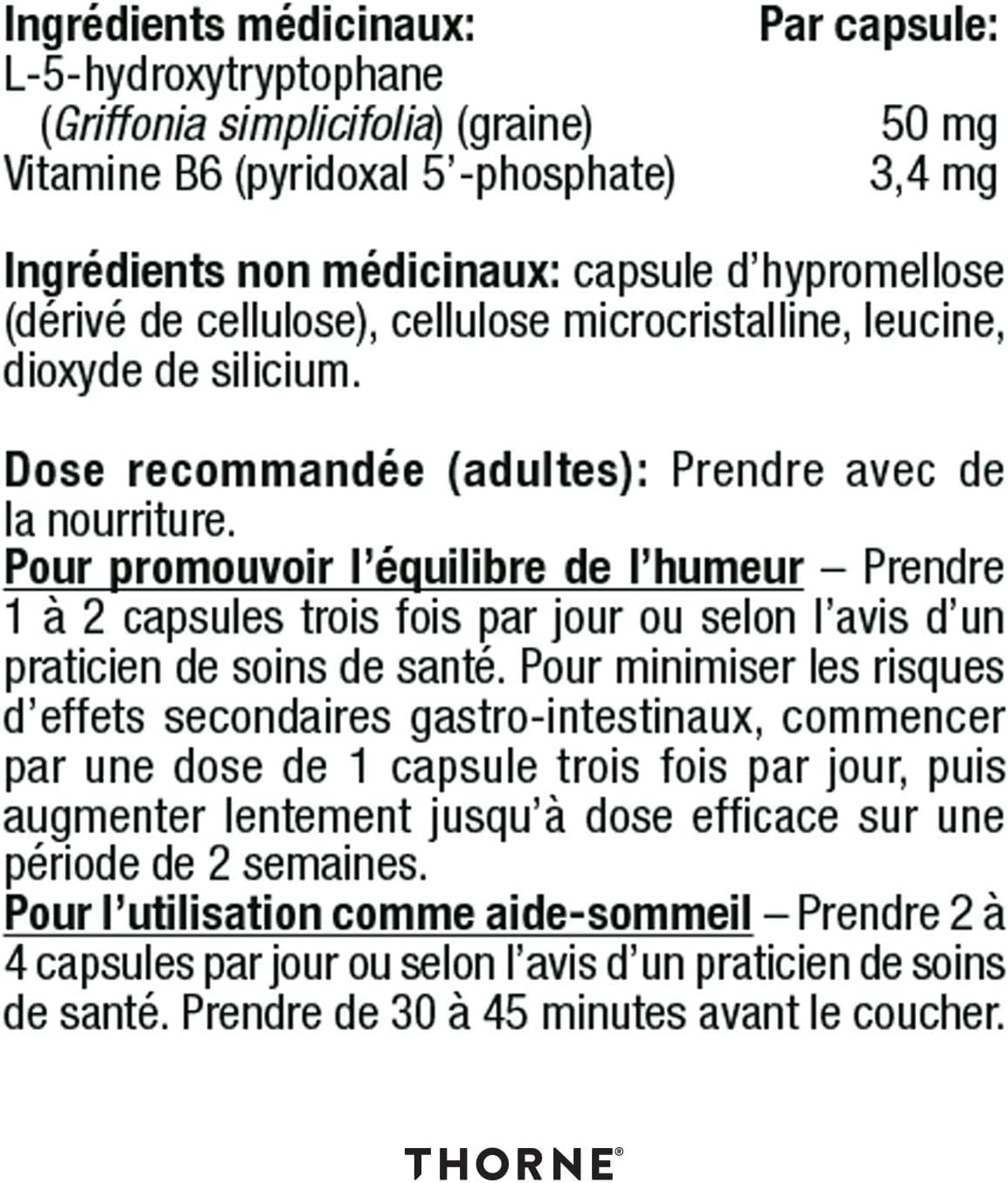 Thorne 5-Hydroxytryptophan - Serotonin Production Support Supplement - 90 Capsules - 90 Servings