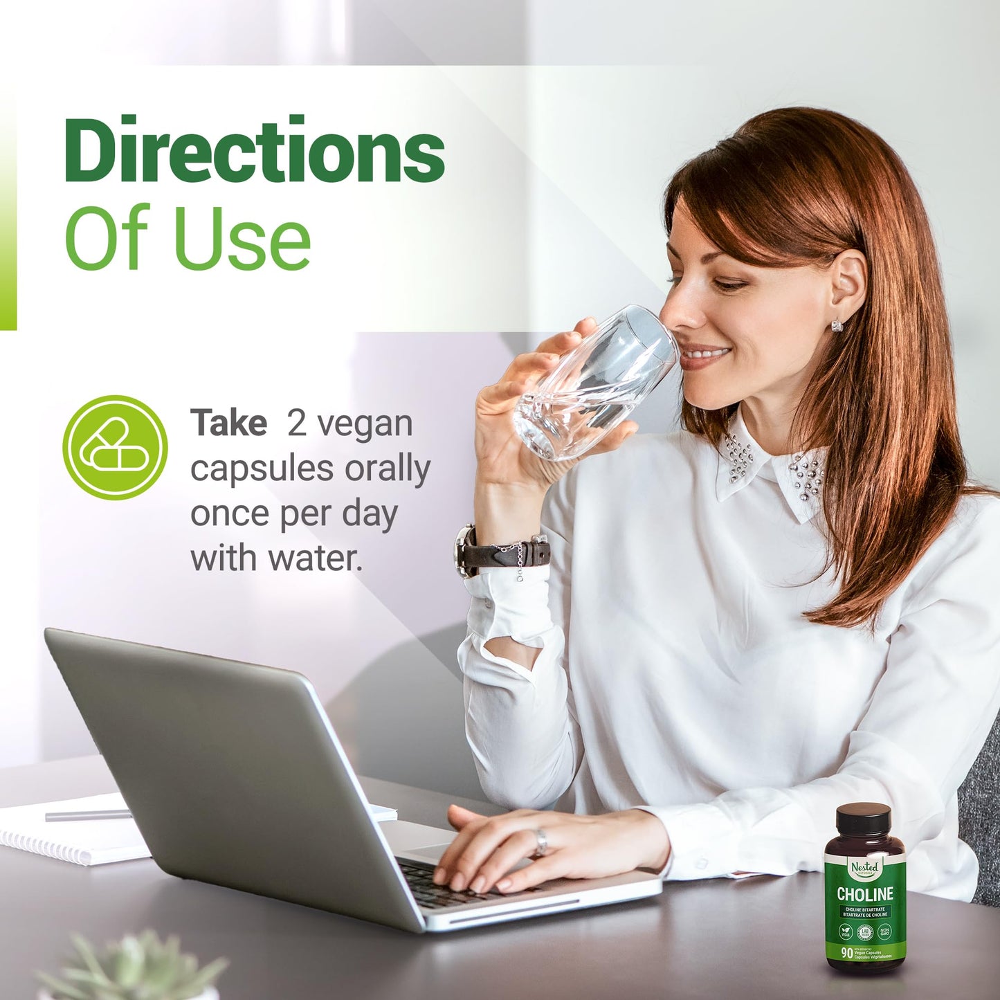 Lucid Gateway Recommends : Nested Naturals Choline Bitartrate 500mg Per 2 Capsules | High Potency Choline Supplements | Supports Cognitive & Liver Function | 100% Vegan & Non-GMO Choline | 90 Vegan Capsules